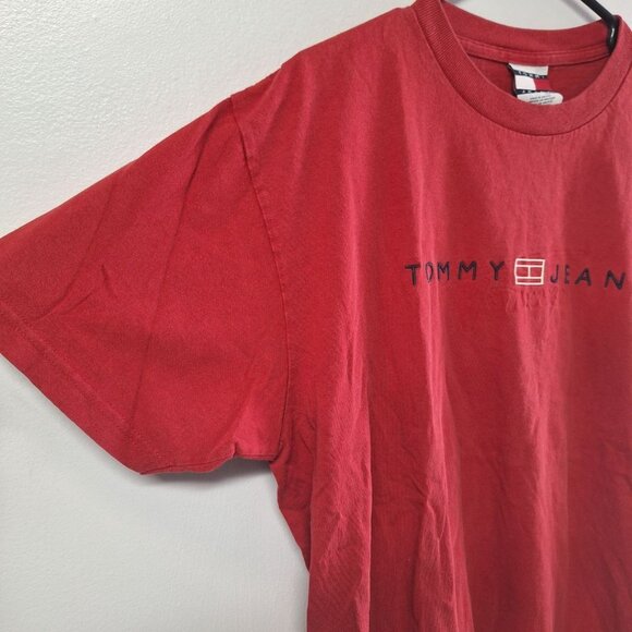Tommy Jeans Tee‎ Shirt Red Hilfiger Mens Medium Heavy Cotton - Picture 3 of 7